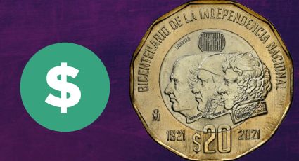 Esta moneda de 20 pesos conmemorativa del Bicentenario de la Independencia se vende en 600 mil