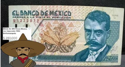 Billete de 10 pesos de Emiliano Zapata se vende en INTERNET en 280,000 | CARACTERÍSTICAS