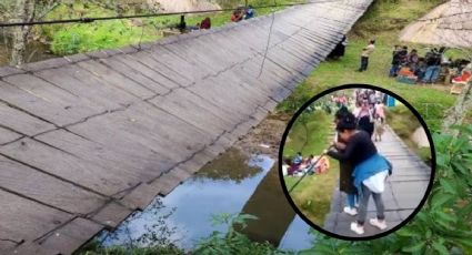 Momento exacto en que un puente colgante COLAPSA con turistas en Chiapas | VIDEO