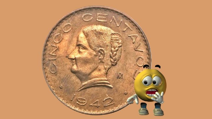 La moneda antigua de 5 centavos, acuñada en 1944, que ahora se vende en 1 millón 200 mil