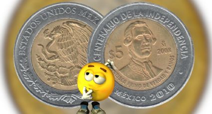 Moneda de 5 pesos CONMEMORATIVA del Bicentenario vale 1 millón por ser de 2008