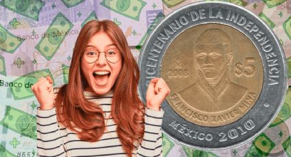 Moneda de 5 pesos con famoso español enterrado en la Catedral de México se vende en 1 millón
