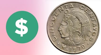 El set de monedas antiguas de 50 centavos que se vende en 720 mil pesos por su cabeza de Palenque