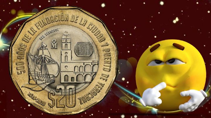 ¿Cuánto vale la moneda de 20 pesos de los 500 años de la fundación de Veracruz en agosto 2025?
